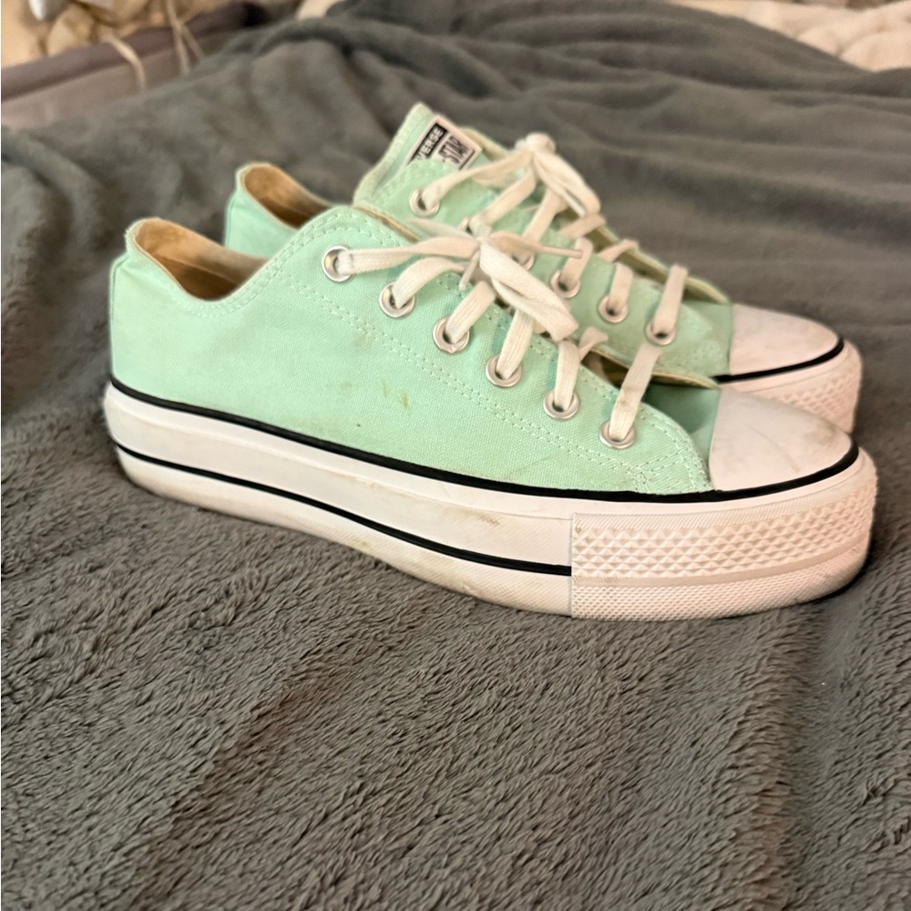 Converse Mint Green Platform Sneakers